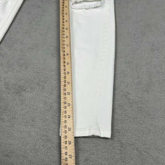 Free People Womens 26 White Mid Rise Ankle Skinny Stretch Distressed Denim Jeans - Picture 8 of 10
